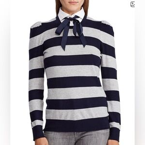 NWT Ralph Lauren Navy Blue & Gray Striped Sweater Size S